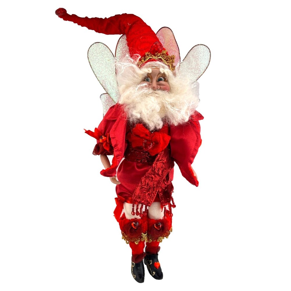MARK ROBERTS Valentine Hearts Christmas Fairy Elf Santa Red Decor Ltd Ed 15"